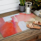 Moving Mountains: a minimal, abstract piece in reds and gold by Alyssa Hamilton Art Outdoor Rug Gallery Image 2