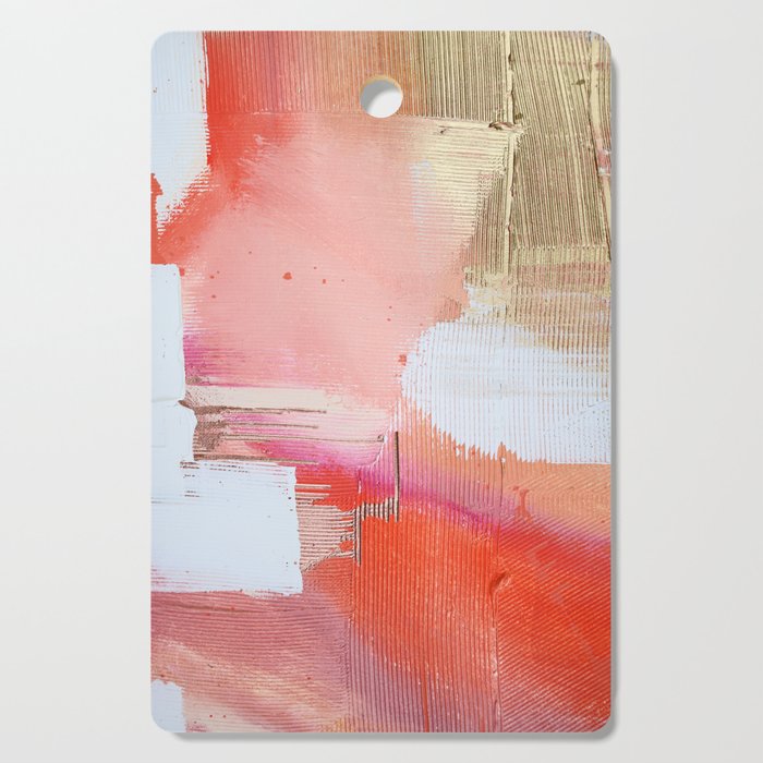 Moving Mountains: a minimal, abstract piece in reds and gold by Alyssa Hamilton Art Cutting Board Gallery Image 1