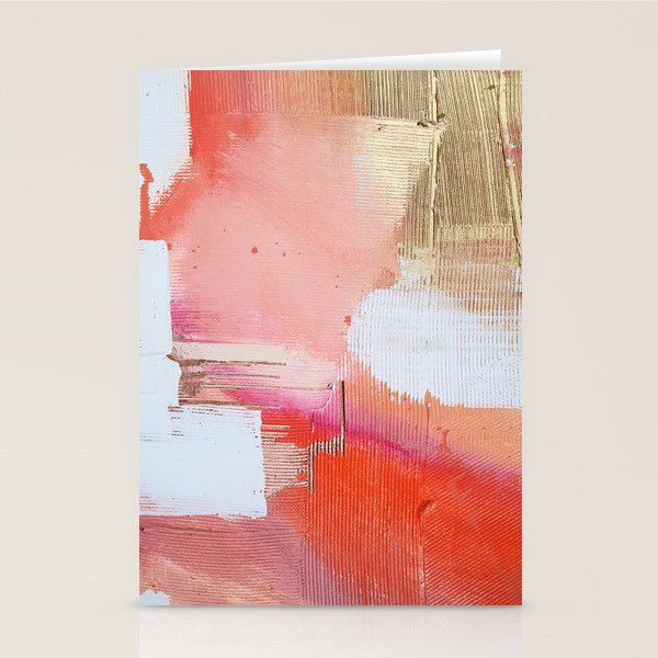 Moving Mountains: a minimal, abstract piece in reds and gold by Alyssa Hamilton Art Stationery Card Gallery Image 2