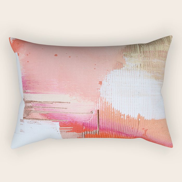Moving Mountains: a minimal, abstract piece in reds and gold by Alyssa Hamilton Art Rectangular Pillow Gallery Image 2