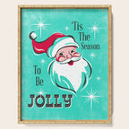 'Tis The Season - Retro Santa Aqua Colorful Serving Tray Gallery Image 1