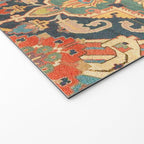 Geometric Leaves VIII // 18th Century Distressed Red Blue Green Colorful Ornate Accent Rug Pattern Welcome Mat Gallery Image 2