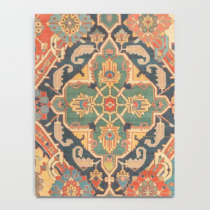 Geometric Leaves VIII // 18th Century Distressed Red Blue Green Colorful Ornate Accent Rug Pattern Notebook Gallery Image 4