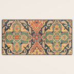 Geometric Leaves VIII // 18th Century Distressed Red Blue Green Colorful Ornate Accent Rug Pattern Desk Mat Gallery Image 3