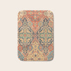 Geometric Leaves VIII // 18th Century Distressed Red Blue Green Colorful Ornate Accent Rug Pattern Bath Mat Gallery Image 1