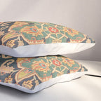 Geometric Leaves VIII // 18th Century Distressed Red Blue Green Colorful Ornate Accent Rug Pattern Pillow Sham Gallery Image 3