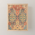 Geometric Leaves VIII // 18th Century Distressed Red Blue Green Colorful Ornate Accent Rug Pattern Mini Art Print Gallery Image 1