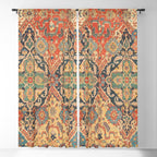 Geometric Leaves VIII // 18th Century Distressed Red Blue Green Colorful Ornate Accent Rug Pattern Window Curtain Gallery Image 5