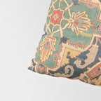 Geometric Leaves VIII // 18th Century Distressed Red Blue Green Colorful Ornate Accent Rug Pattern Pillow Sham Gallery Image 4
