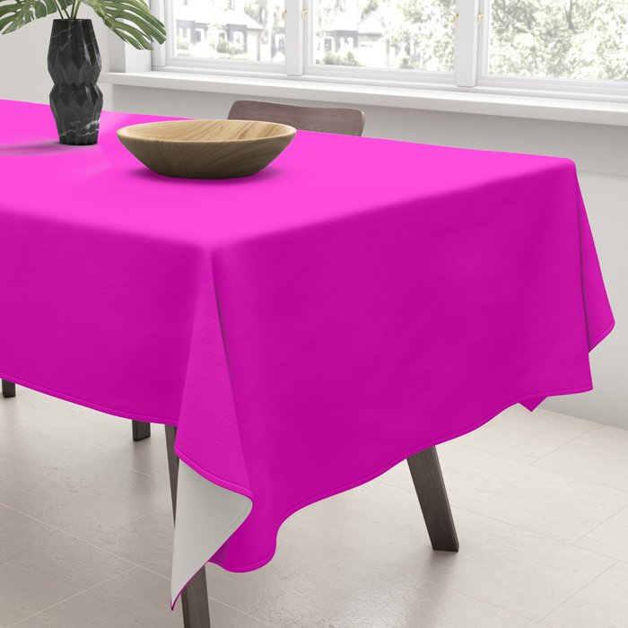BRIGHT MAGENTA SOLID COLOR Plain Vibrant Hot Pink Shade Tablecloth Gallery Image 3