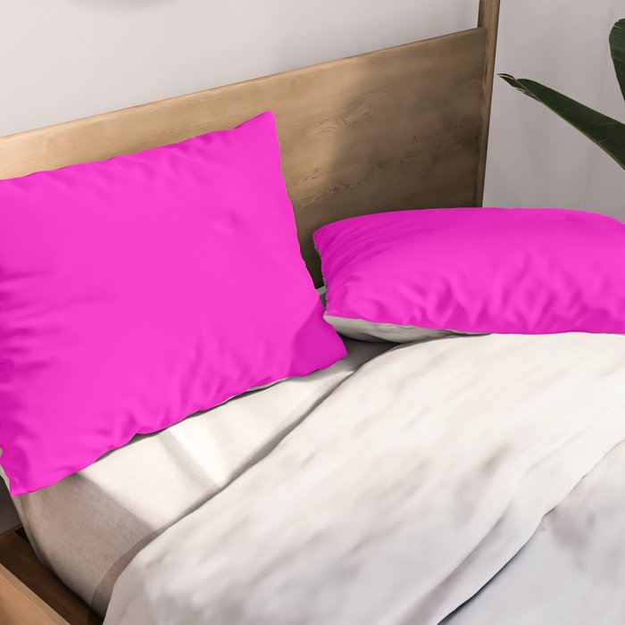 BRIGHT MAGENTA SOLID COLOR Plain Vibrant Hot Pink Shade Pillow Sham Gallery Image 2