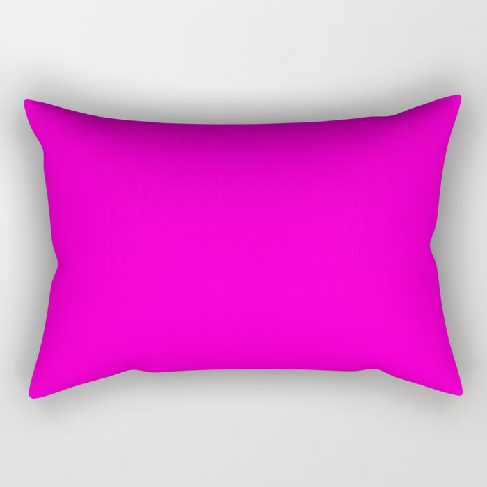 BRIGHT MAGENTA SOLID COLOR Plain Vibrant Hot Pink Shade Rectangular Pillow Gallery Image 1
