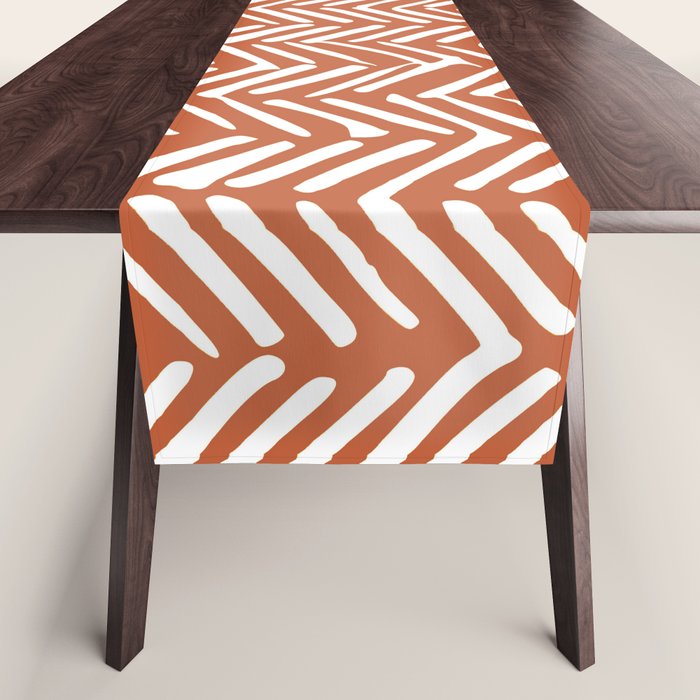 Boho, Abstract, Herringbone, Pattern, Terracotta Table Runner Gallery Image 1