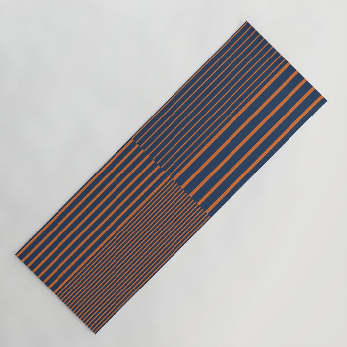 Stripes Pattern and Lines 8 in Navy Blue Orange Yoga Mat Gallery Image 1