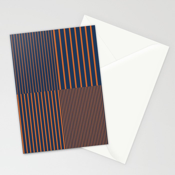 Stripes Pattern and Lines 8 in Navy Blue Orange Stationery Card Gallery Image 2