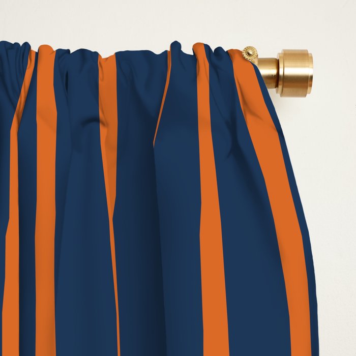 Stripes Pattern and Lines 8 in Navy Blue Orange Window Curtain Gallery Image 2