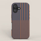 Stripes Pattern and Lines 8 in Navy Blue Orange iPhone Case Gallery Image 1