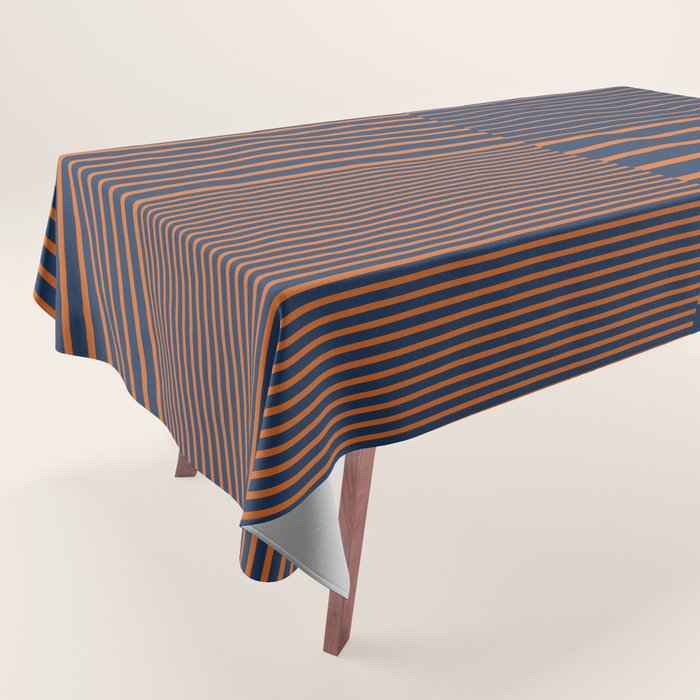 Stripes Pattern and Lines 8 in Navy Blue Orange Tablecloth Gallery Image 1