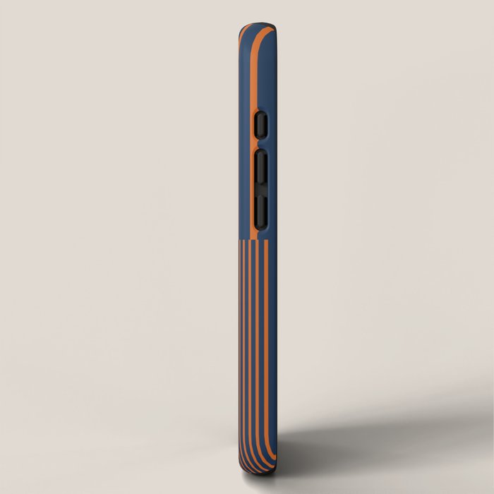 Stripes Pattern and Lines 8 in Navy Blue Orange iPhone Case Gallery Image 2