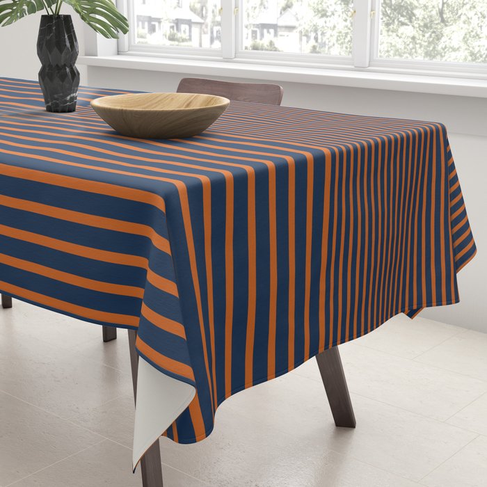 Stripes Pattern and Lines 8 in Navy Blue Orange Tablecloth Gallery Image 3