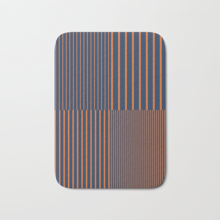 Stripes Pattern and Lines 8 in Navy Blue Orange Bath Mat Gallery Image 1