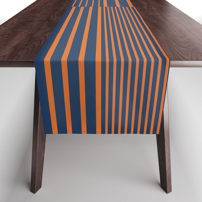 Stripes Pattern and Lines 8 in Navy Blue Orange Table Runner Gallery Image 1