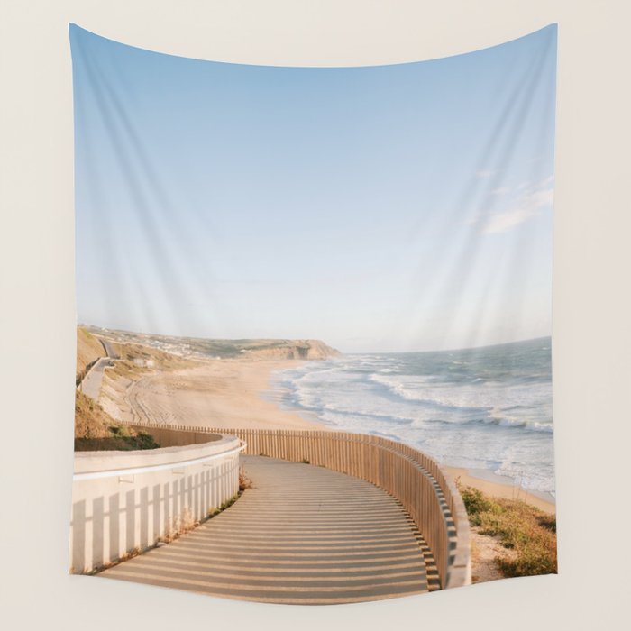 Praia Azul | Summer vibes Portugal travel photography  Wall Tapestry Gallery Image 1
