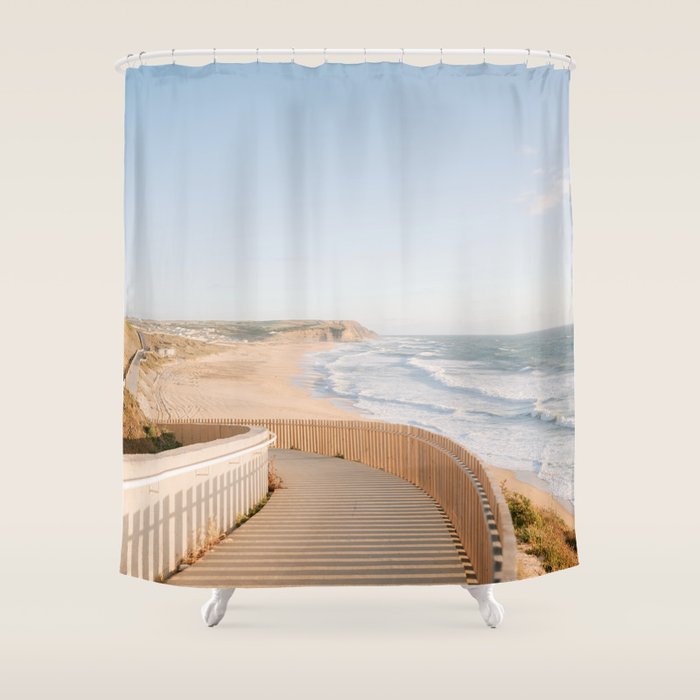 Praia Azul | Summer vibes Portugal travel photography  Shower Curtain Gallery Image 1
