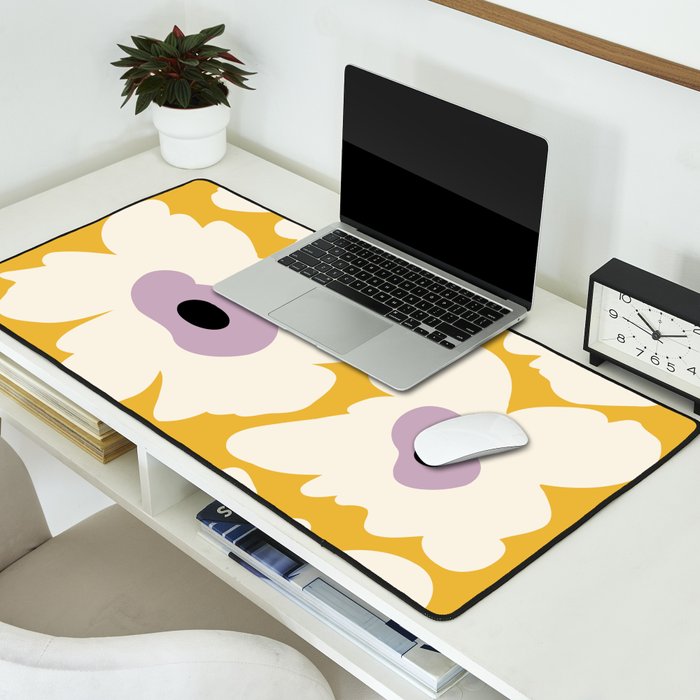 Fresh Poppy in yellow Desk Mat Gallery Image 2