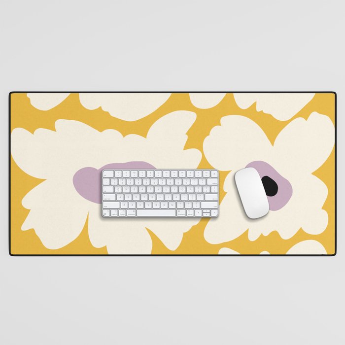 Fresh Poppy in yellow Desk Mat Gallery Image 1