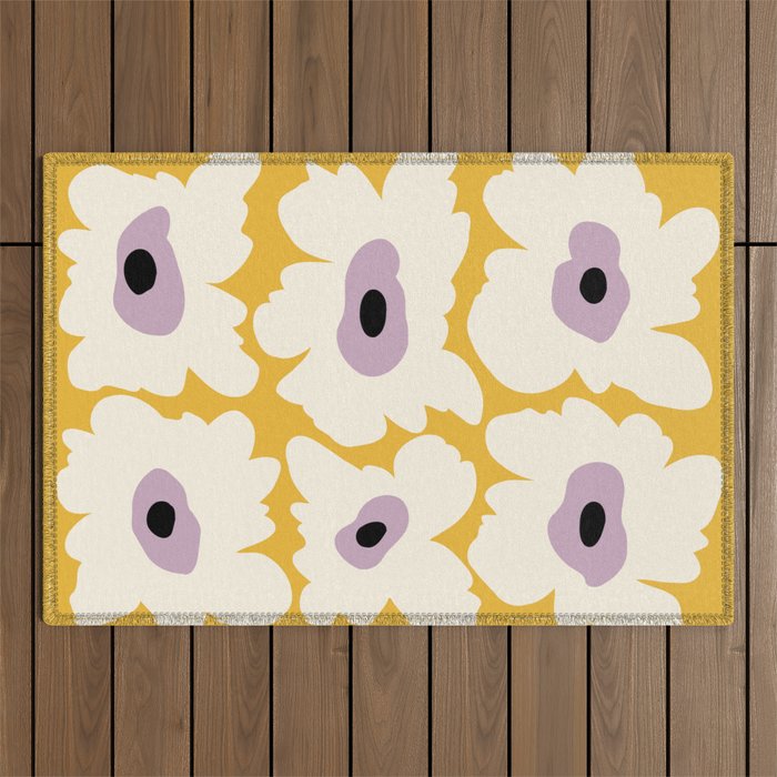 Fresh Poppy in yellow Outdoor Rug Gallery Image 1