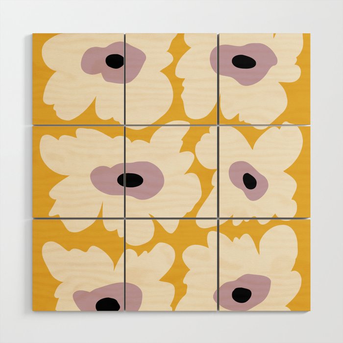 Fresh Poppy in yellow Wood Wall Art Gallery Image 1