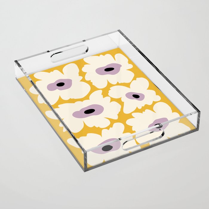 Fresh Poppy in yellow Acrylic Tray Gallery Image 1