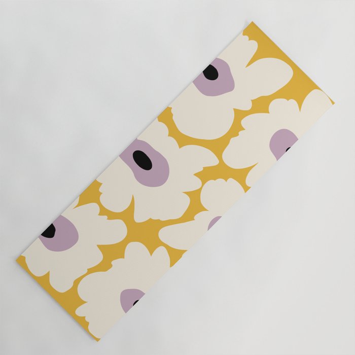 Fresh Poppy in yellow Yoga Mat Gallery Image 1