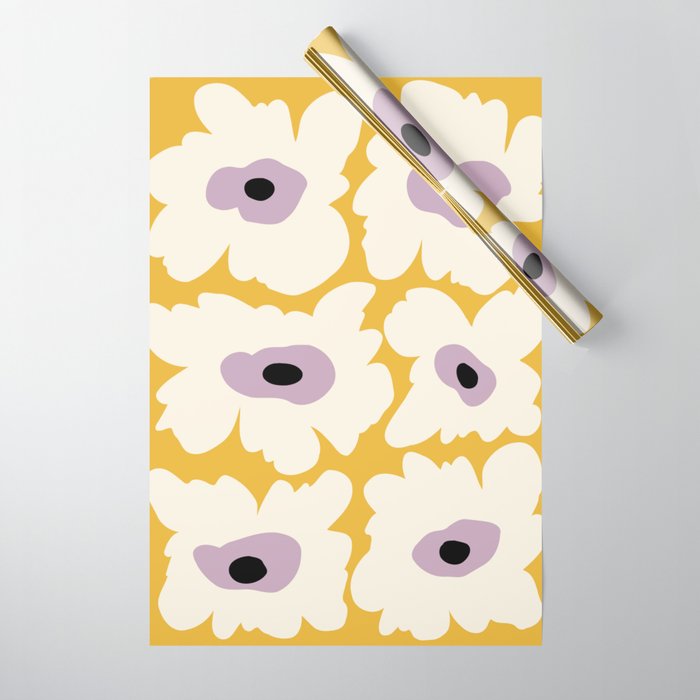 Fresh Poppy in yellow Wrapping Paper Gallery Image 1