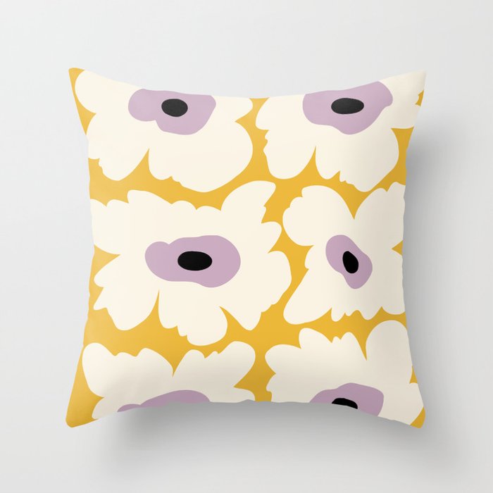 Fresh Poppy in yellow Throw Pillow Gallery Image 1