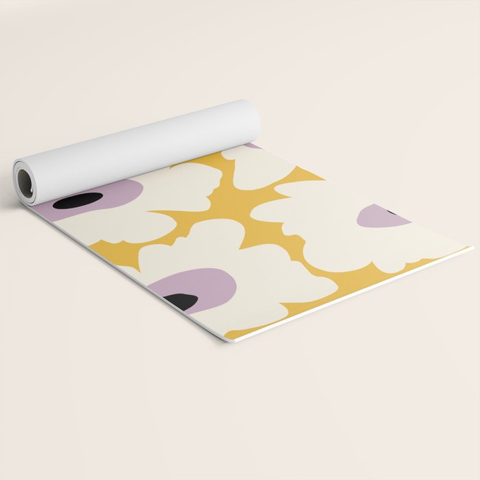 Fresh Poppy in yellow Yoga Mat Gallery Image 2