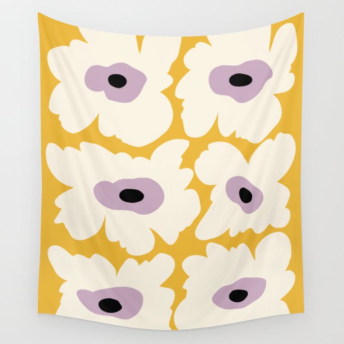 Fresh Poppy in yellow Wall Tapestry Gallery Image 1