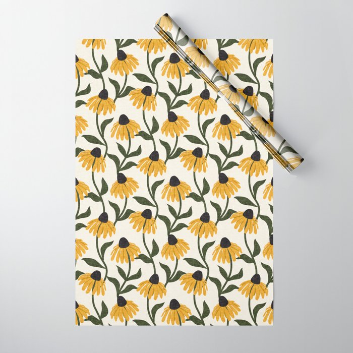 coneflowers - cream Wrapping Paper Gallery Image 1