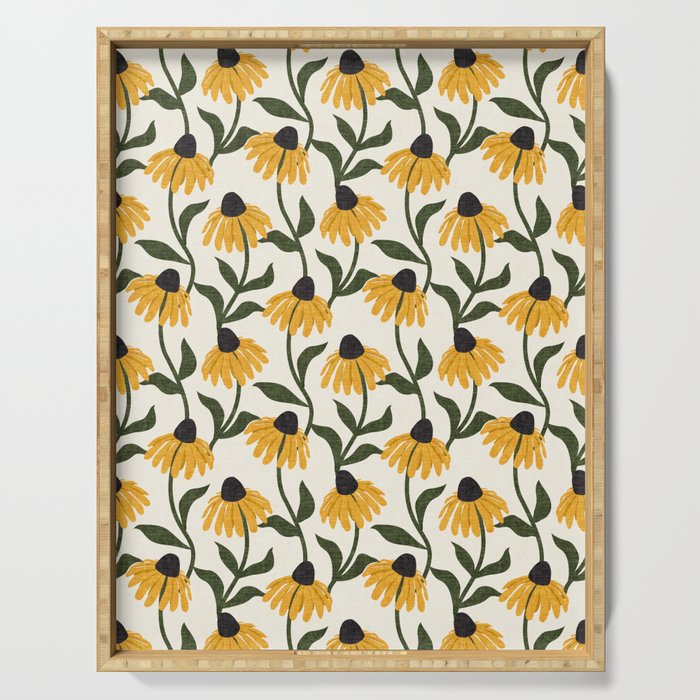 coneflowers - cream Serving Tray Gallery Image 1