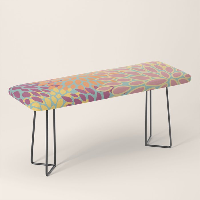 Festive, Floral Prints, Orange, Yellow, Teal and Pink Bench Gallery Image 1