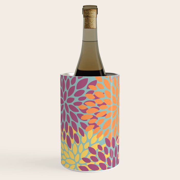 Festive, Floral Prints, Orange, Yellow, Teal and Pink Wine Chiller Gallery Image 2