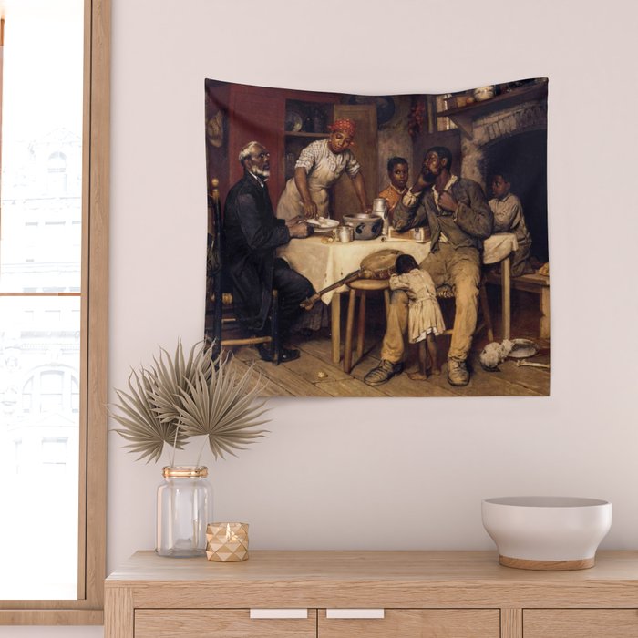 African American Masterpiece 'A Pastoral Visit' by Richard Norris Brooke Wall Tapestry Gallery Image 2