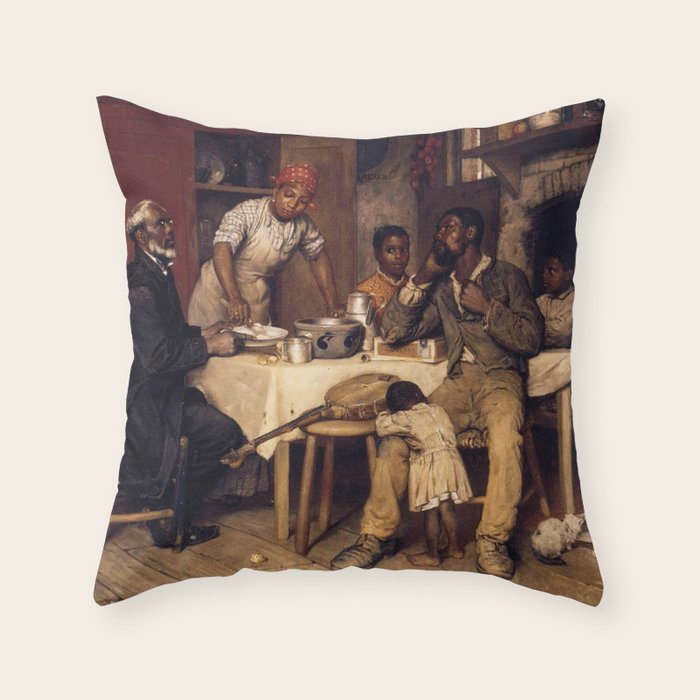 African American Masterpiece 'A Pastoral Visit' by Richard Norris Brooke Throw Pillow Gallery Image 1