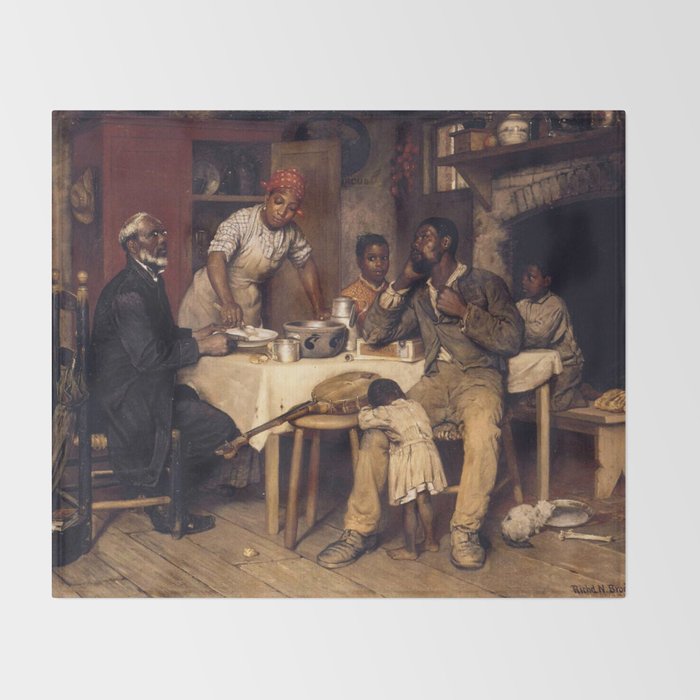 African American Masterpiece 'A Pastoral Visit' by Richard Norris Brooke Throw Blanket Gallery Image 2