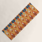 Boho Art, Geometric, Ikat Pattern, Blue, Orange, Yellow Yoga Mat Gallery Image 1