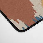 Boho Art, Geometric, Ikat Pattern, Blue, Orange, Yellow Desk Mat Gallery Image 4