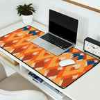 Boho Art, Geometric, Ikat Pattern, Blue, Orange, Yellow Desk Mat Gallery Image 2