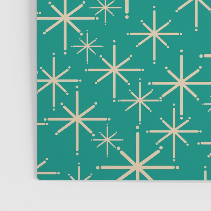 Stella - Retro Atomic Age Starbursts in Midcentury Modern Beige and Turquoise Teal Poster Gallery Image 3