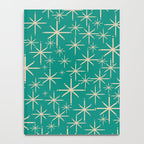 Stella - Retro Atomic Age Starbursts in Midcentury Modern Beige and Turquoise Teal Notebook Gallery Image 4
